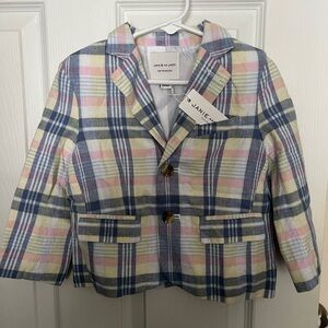 Janie and Jack Blue and Pink Plaid Blazer